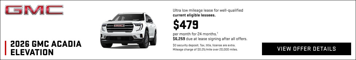 Ultra low mileage lease for well-qualified current eligible lessees.

$479 per month for 24 month...