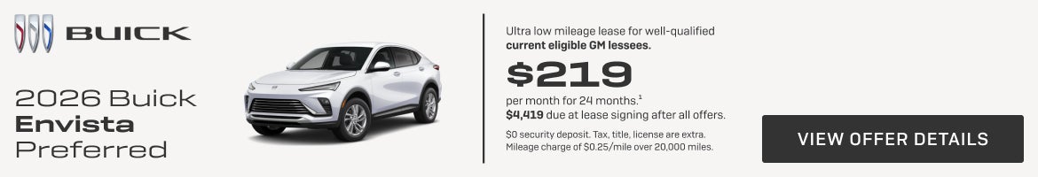 Ultra low mileage lease for well-qualified current eligible GM lessees.

$219 per month for 24 mo...