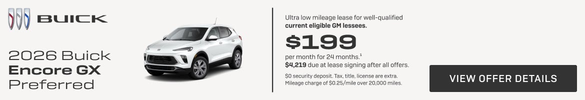 Ultra low mileage lease for well-qualified current eligible GM lessees.

$199 per month for 24 mo...